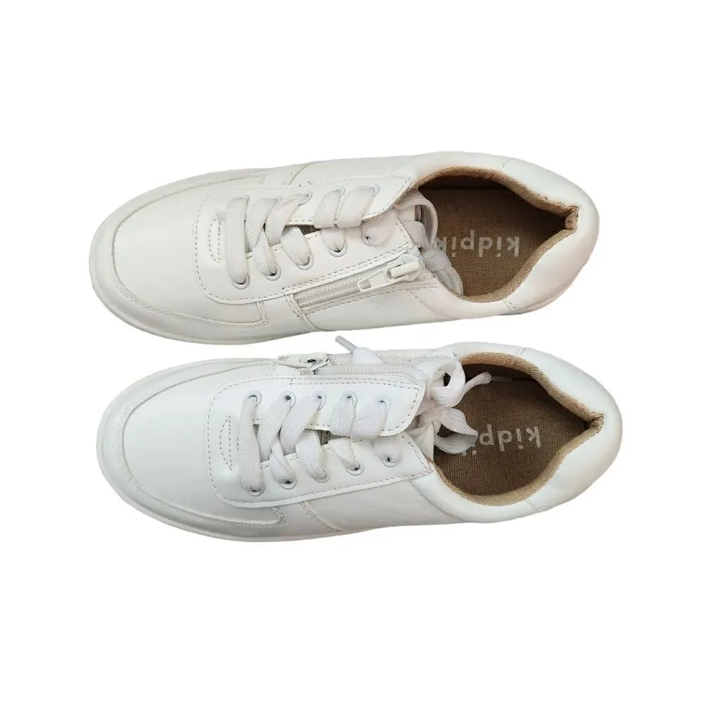Kidpik  LOW TOP SNEAKER Shoes Size 2 Boy's Youth White NWOT